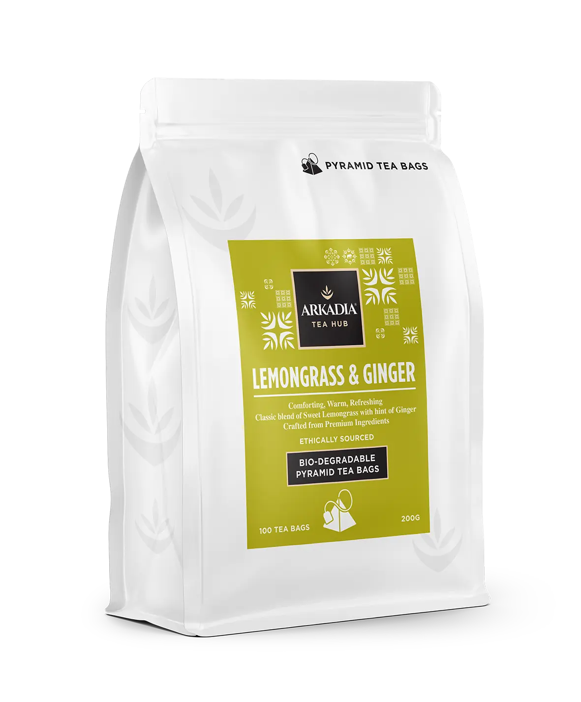 Arkadia Lemongrass And Ginger Pyramid Tea Bags 1280x